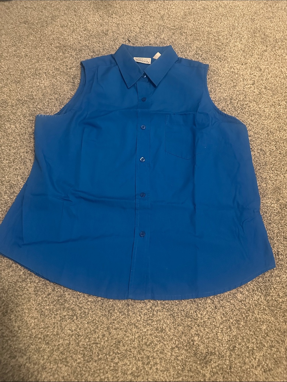 Basic Editions Sleeveless Button-Down Shirt in Blue